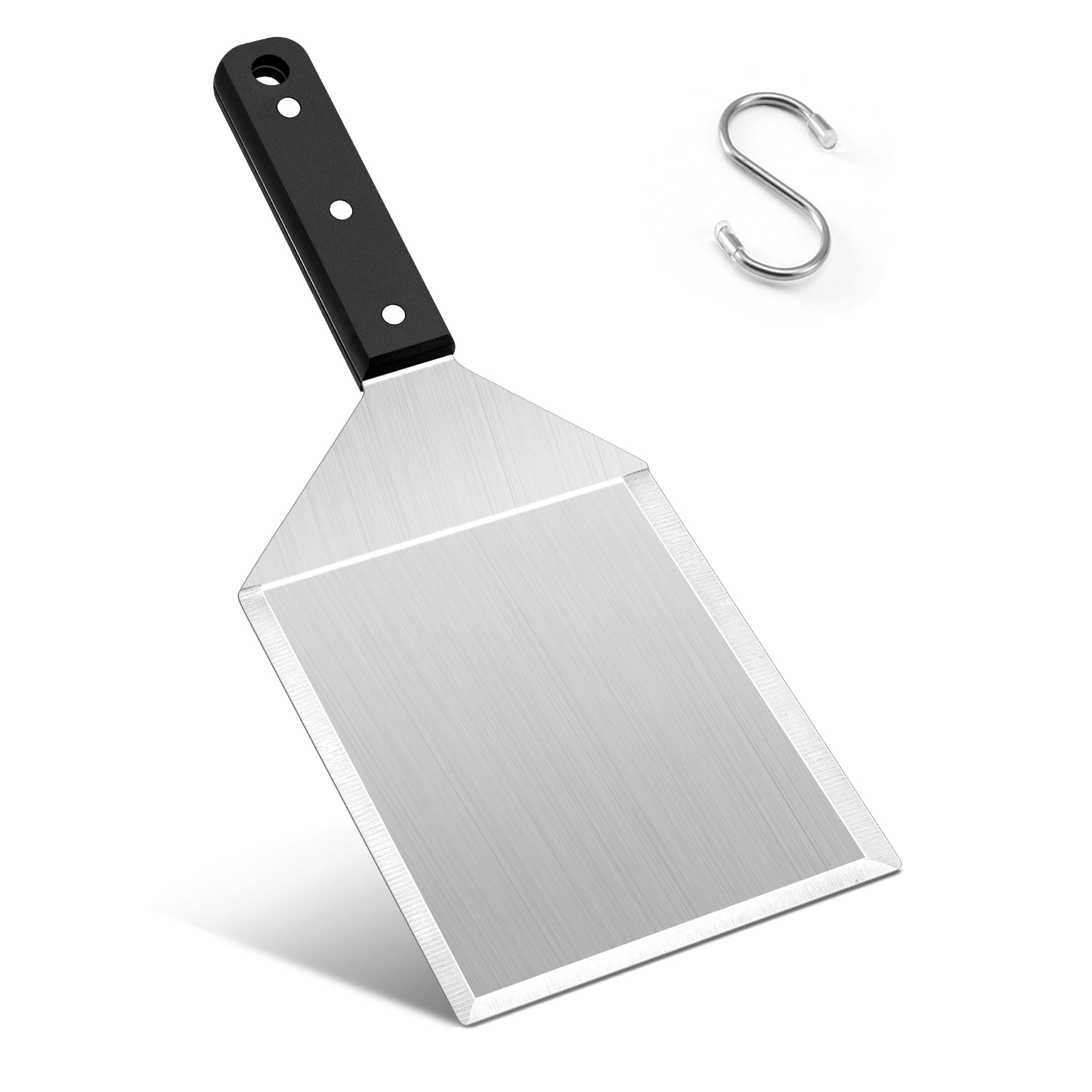 Herogo Burger Spatula, Stainless Steel Large Metal Spatula with Beveled Edges, Smashed Burger Flipper Griddle Turner for BBQ Grill Turner, Heavy Duty & Solid Handle, Include S Hook, 31x13 cm