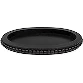 AuldHome Design Wood Beaded Tray (Black), Decorative Farmhouse Style Oval Wooden Tray