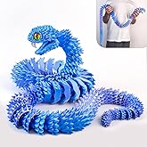WUQIREN 48.8inch Super Large 3D Printed Snake,Movable Teeth,Bigger Fidget Crystal Snake Toys,3D Printed Stuff Animals Toys,Articulated Snake for Home Office Desk Wall Decor (Blue-Purple)