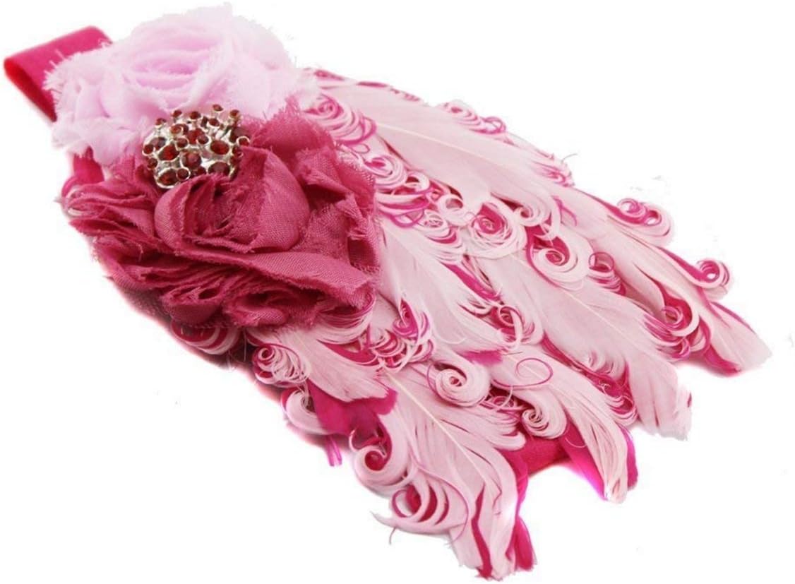 Lovely Ovely Unusal Cotton Girls Baby Pink And Rose Feather Hairband Headband