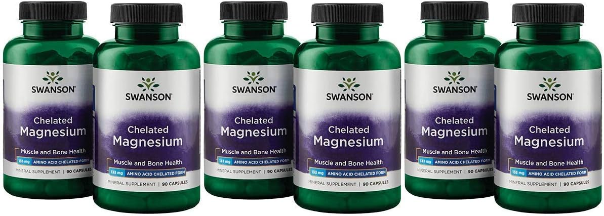Swanson Chelated Magnesium 133 Milligrams 180 Capsules 2 Bottles (3 Pack)