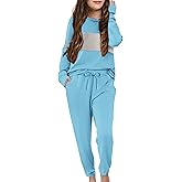 Arshiner Girls' Clothing Sets Sweatsuits Long Sleeve Color Block Pullover Sweatshirts and Lounge Pants with Pocket