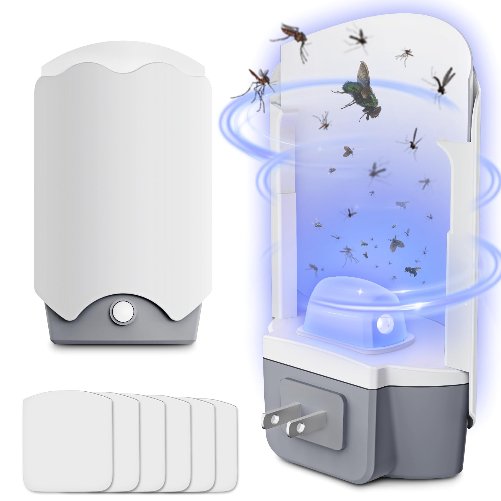 Photo 1 of ***MISSING STICKY ADHESIVE*** Fly Trap Indoor, 2 Plug-in Fly Catchers with 6 Refill Glue Cards, Ideal for Fruit Flies, Gnats, Mosquitoes, House Flies, Moths & Other Flying Insects – Perfect for Home Use