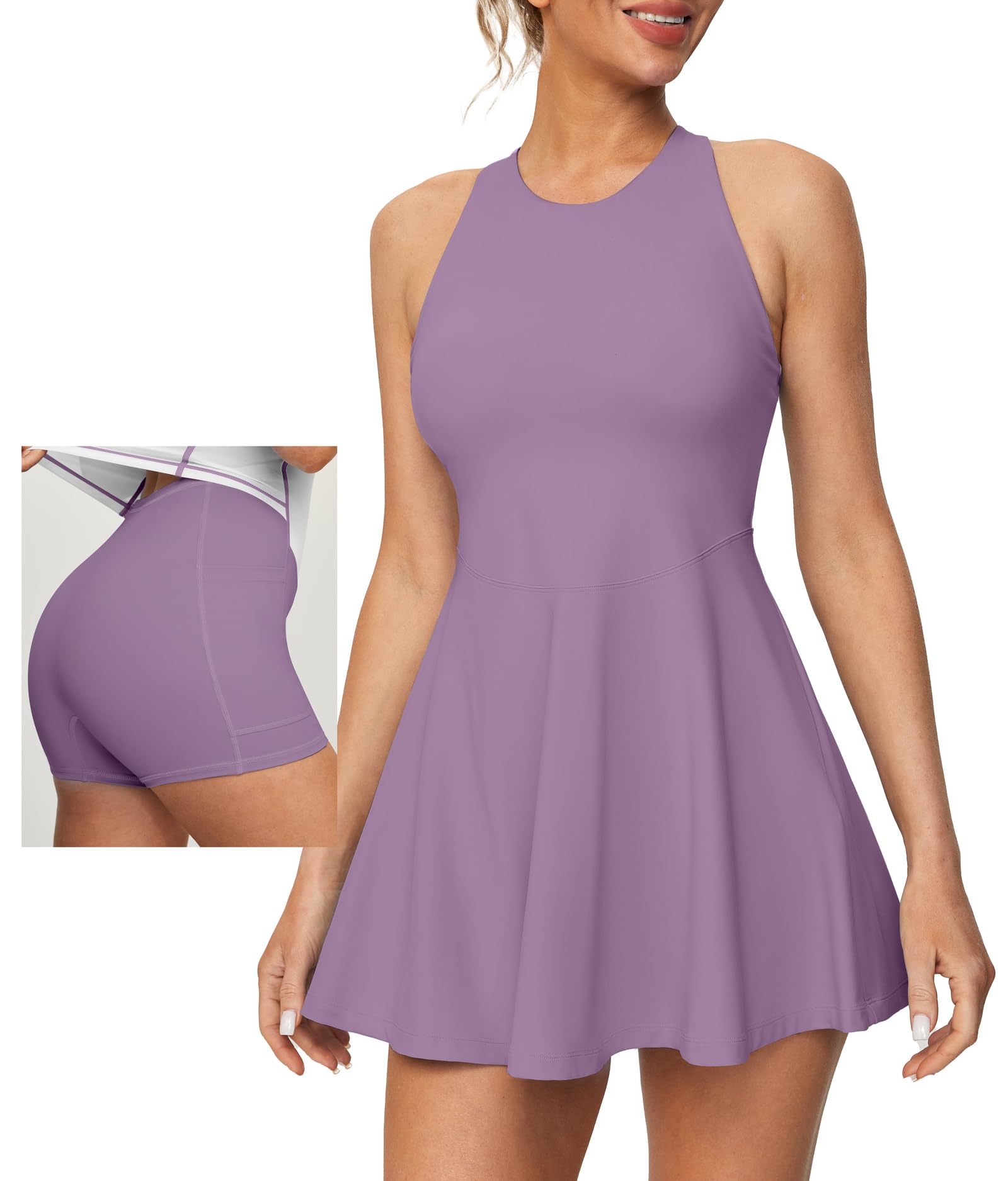 Heathyoga Womens Tennis Dress with Shorts Underneath Athletic Dress for