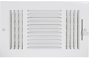 EZ-FLO 10 x 6 Inch (Duct Opening) Air Vent Cover for Wall or Ceiling, Three-Way Ventilation Register, Solid Steel HVAC Register Cover, White, 61614
