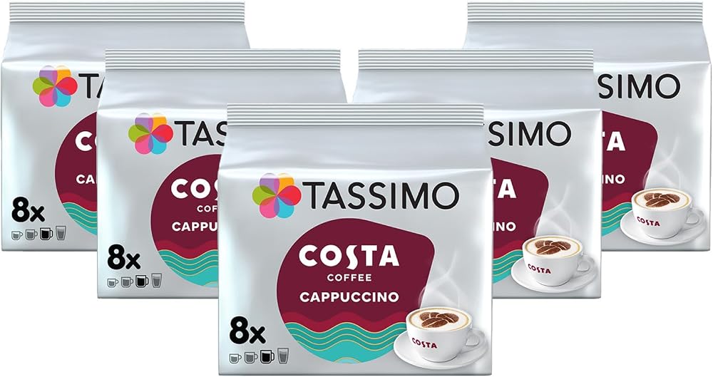 Tassimo Costa Cappuccino Coffee Pods x8 Pack of 5 Total 40 Drinks