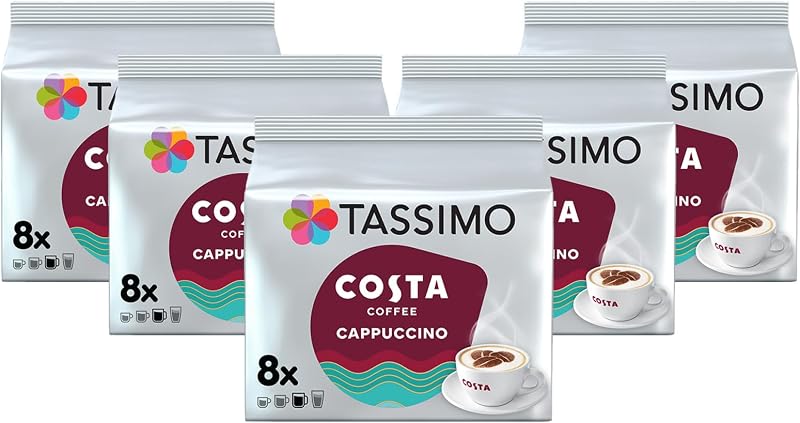 Tassimo Costa Cappuccino Coffee Pods x8 Pack of 5 Total 40 Drinks