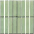Commomy 10 Pcs Matte Peel and Stick Tiles - 11.8"X11.8" Ultralight PVC Green 3D Wall Tile, Linear Mosaic Backsplash for Kitchen, Bathroom, Renters, Decorative