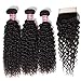 UNice Hair Brazilian Virgin Curly Hair 3 Bundles with Free Part Lace Closure, 100% Unprocessed Brazilian Human Hair Weave Extensions Natural Color (20 22 24+16 Free Part)