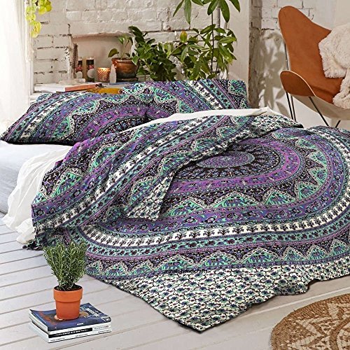 Handicraftofpinkcity Floral Duvet Cover Doona Mandala Bohemian Ethnic Queen Quilt Cover With 2 pillow Cover Blanket - Thumbnail 2