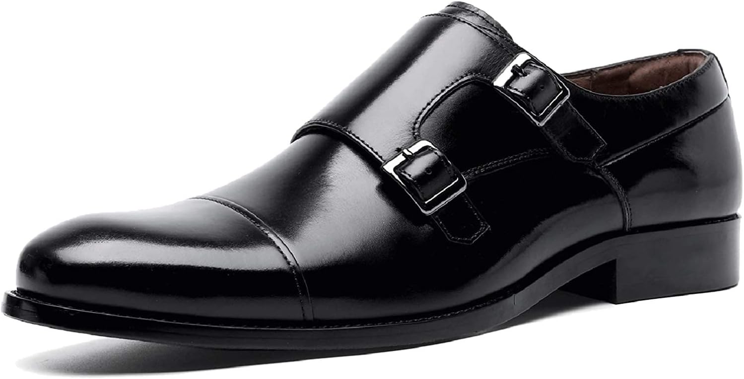 DESAI Mens Business Shoes Double Buckle Monk