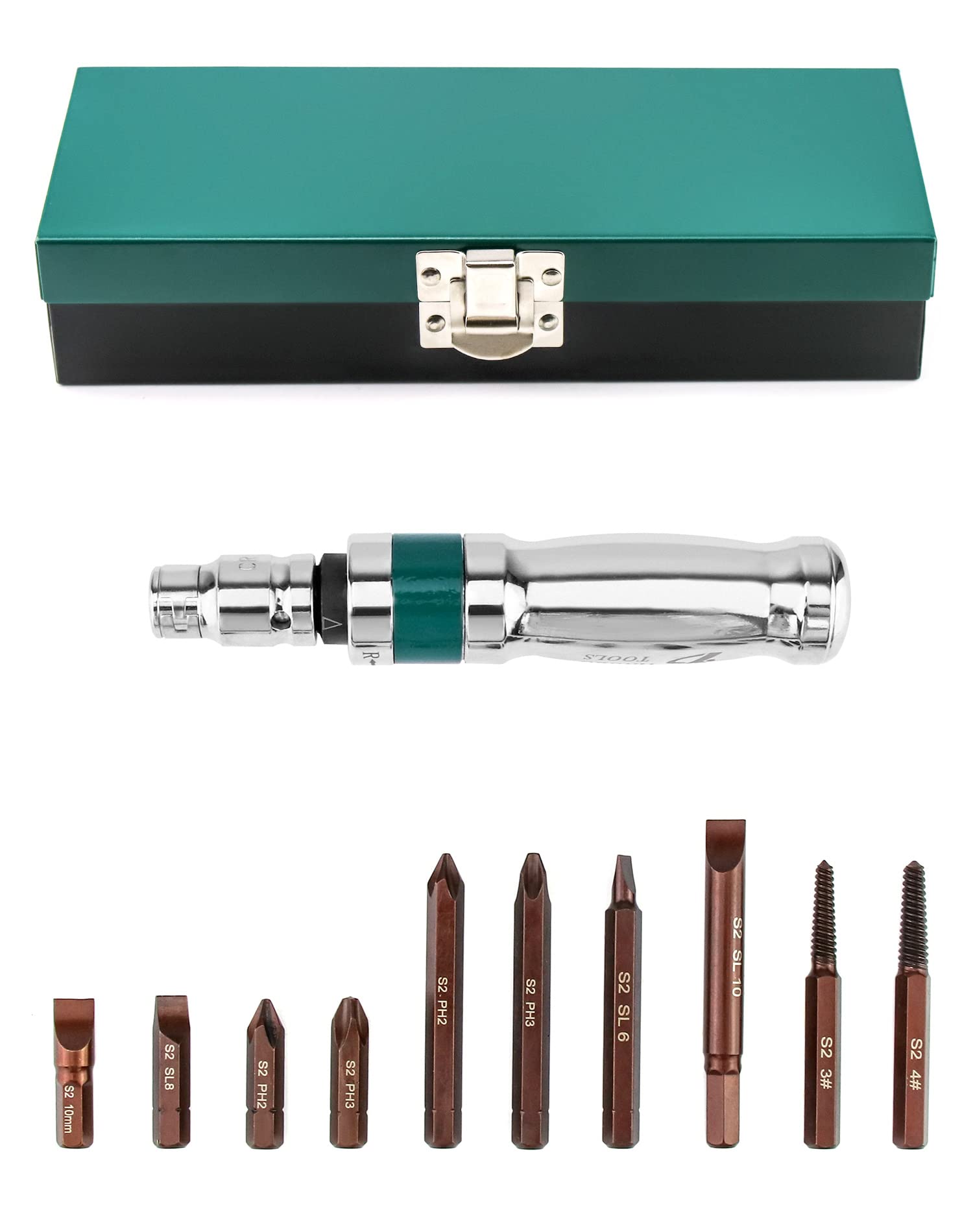 QWORK® Impact Screwdriver Set, Manual Impact Driver & Adapter & Bit Set, 12 Pcs, 1/2 Inch