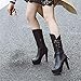 Women’s Mid-Calf Platform Boots | Ladies Fashion High Heel Lace up Cute Middle High Bootie | Casual Round Toe Waterproof PU Leather Boot Shoesthumb 3