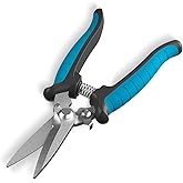 GARTOL 8" Scissors All Purpose Heavy Duty - Razor-Sharp Tin Snips for Sheet Metal, Electrical Wires, Insulation, Ropes, Cardb