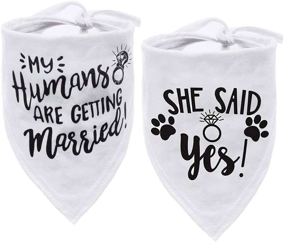 My Humans are Getting Married Dog Bandana, Wedding Dog Bandana, Dog Engagement Announcement, Wedding Photo Prop, Pet Scarf, Pet Accessories (2 Pack) : Pet Supplies