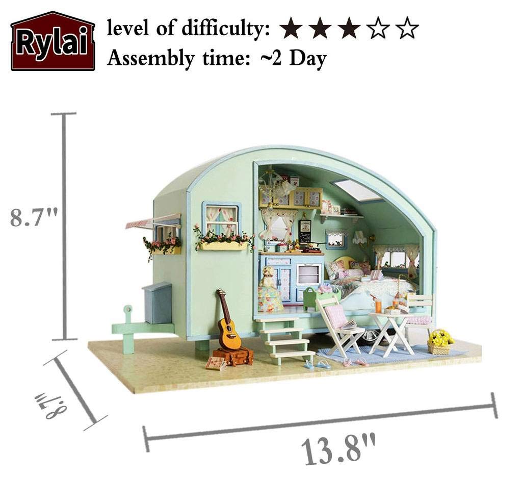Rylai 3D Puzzles DIY Miniature Dollhouse Kit for Adults Kids Wood Craft Furniture LED Music Box Light Time Travel Series