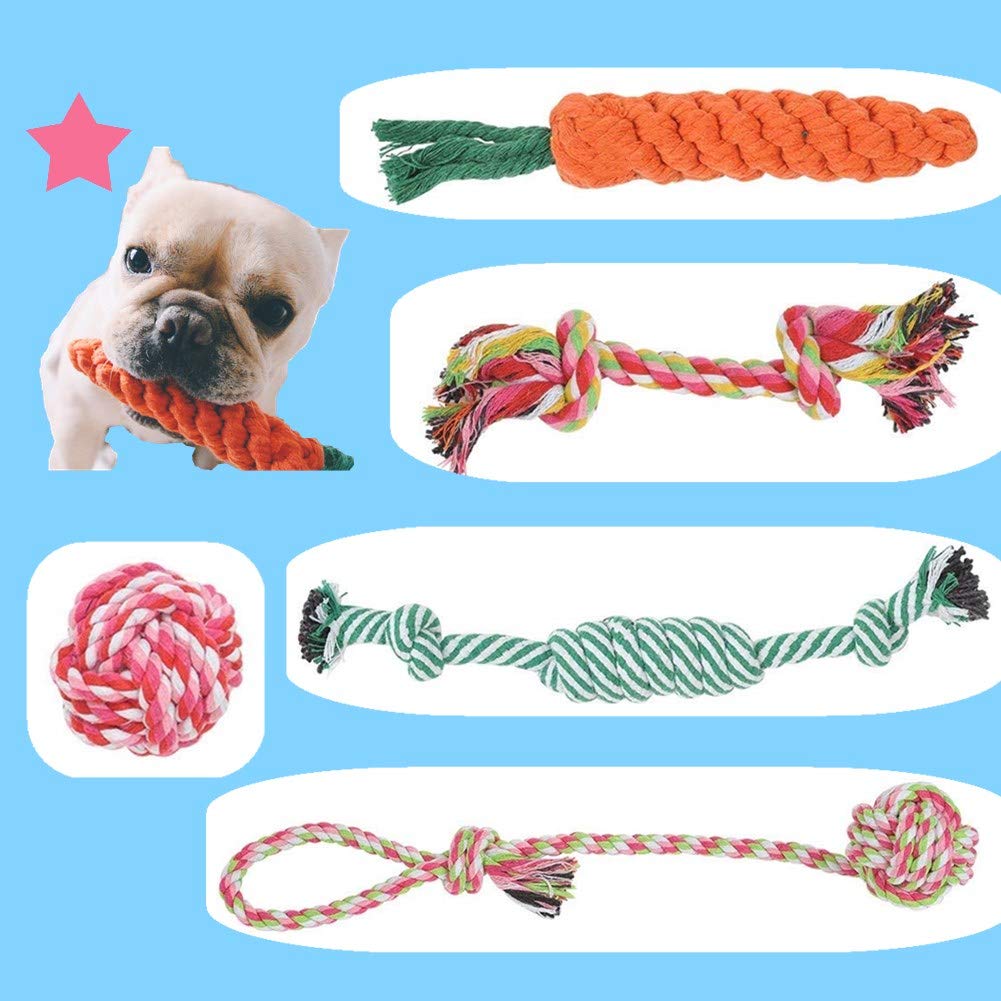 BUYGOO Dog Rope Toy Set for Small Middle Dog Durable Puppy Chew Rope