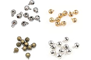 WHTCHSU 1/4-Inch Small Bell Mini Bell DIY Bracelet Anklets Necklace Knitting/Jewelry Making, 120pcs (Gold, Antique Bronze, White, Silver)