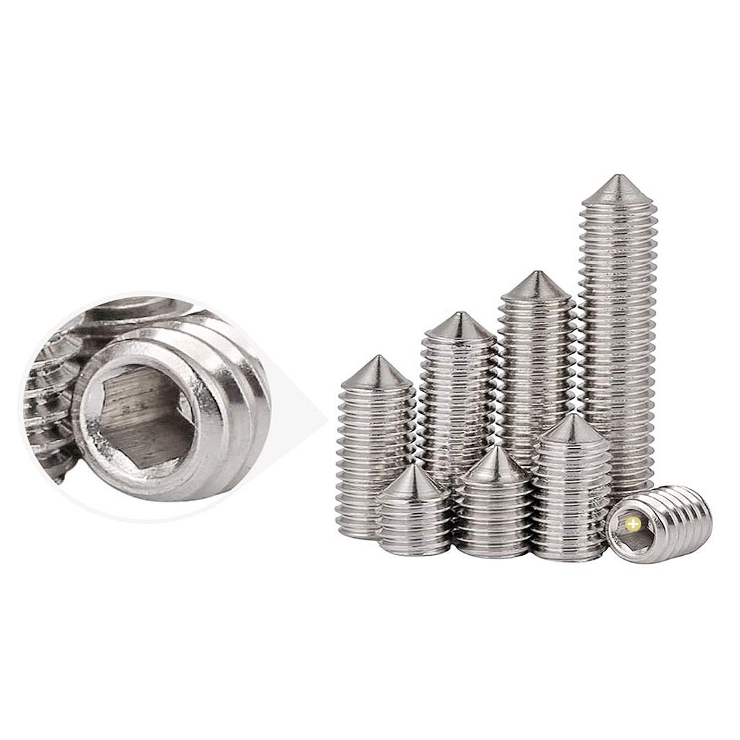 ANSIEDIO Cone Point Grub Screws, 304 Stainless Steel Hex/Allen Key Socket Cone Point Grub Set Screws, M12×25mm,3 pcs - Image 4