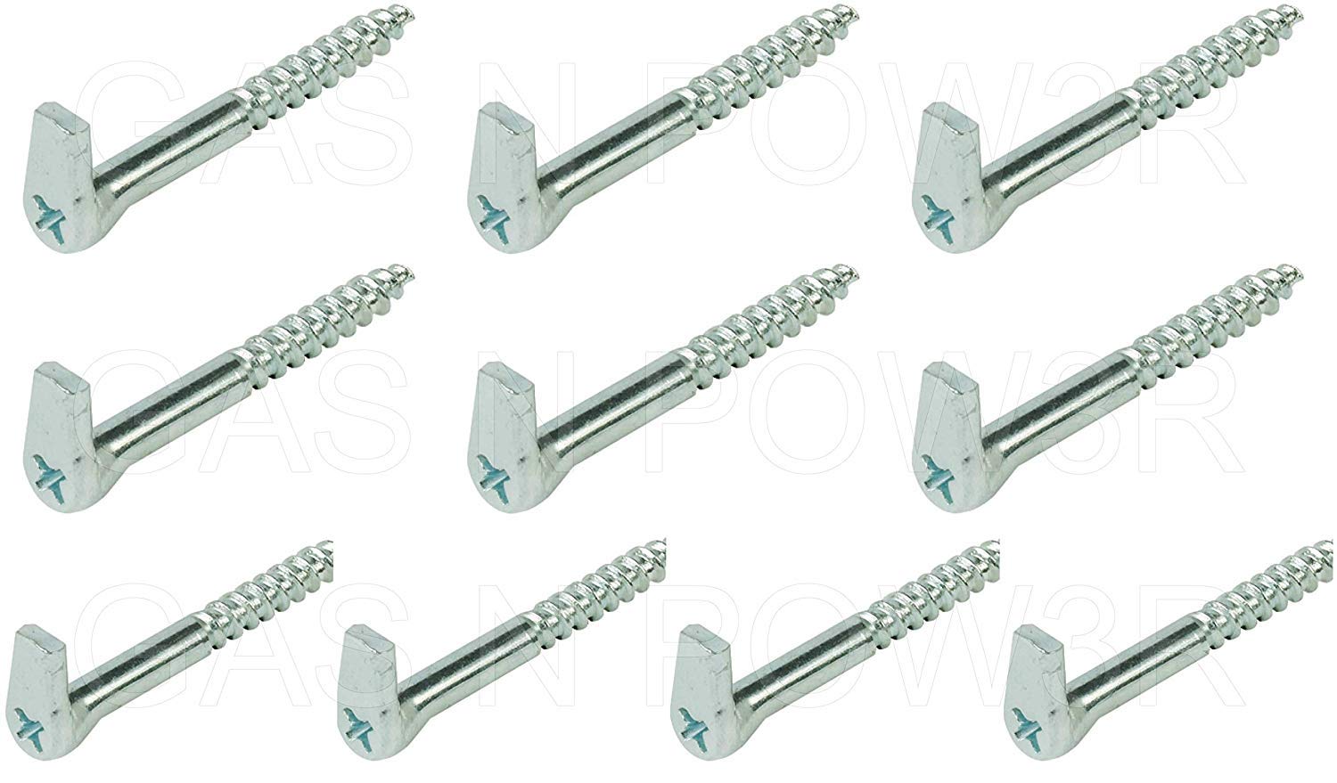 Gas N Pow3r x10 Screw Hooks with Cross Slot Heavy Duty GALVANISED Steel SELF Tapping Wood 5.8 x 100mm