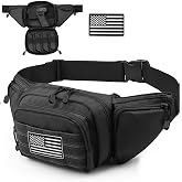 Vdones Tactical Fanny Pack Gun Holster Concealed Carry Pistol Military Tactical Waist Bag Waterproof Molle EDC Pouch with USA Flag Patch