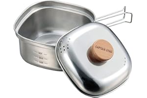 Captain Stag UH-4202 Camping Pot, Stainless Steel, Square, Ramen, Cooker, 0.4 gal (1.3 L)