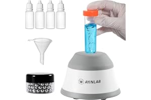 AyinLab Mini Vortex Mixer with Touch Function, Lab Vortex Mixer, Nail Polish,Eyelash Adhesives and Acrylic Paints Mixing,Include 120 Stainless Steel Mixing Balls, 4 Bottles, 1 Funnel