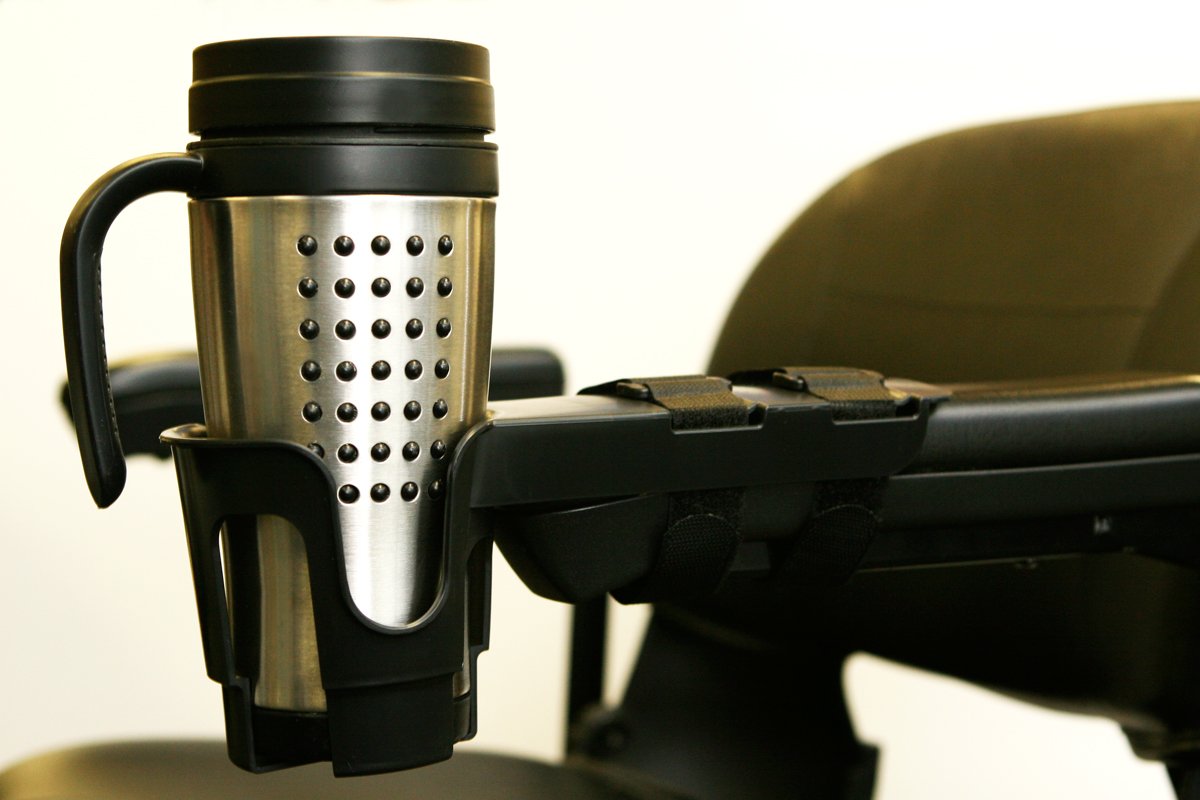 Nearly Universal OH - Wheelchair Cup Holder, Cup Holder for Electric Wheelchair and Mobility Scooter, Black