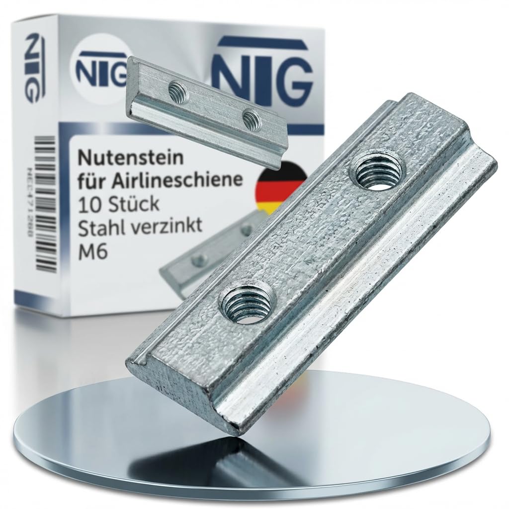 NTG 10 x Slot Groove for Airline Rail Galvanised Steel M6 Load Securing Fitting 2xM6