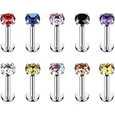 Ruifan Mix Color CZ Internally Threaded Labret Monroe Lip Ring Tragus Nail Helix Earring Stud Piercing Jewelry 16G 10PCS
