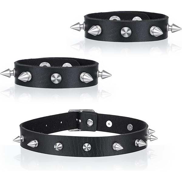 taffeta alley Leather Bracelet Studded Spike Rivet Cuff Unisex Spike Choker Amazon.com: taffeta alley Leather Studded Spike Bracelets  main image 4