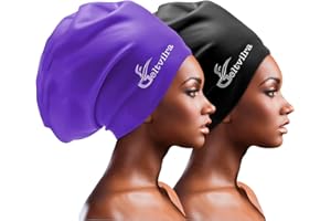 GELTVILRA Extra Large Swim Cap for Braids and Dreadlocks Women Men Silicone Swimming Cap for Long Thick Curly Weaves Afro Hair Extensions