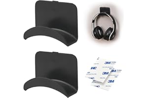 2 Pack Wall Mount Headphone Holder - Adhesive Headset Hanger for Gaming Earphones & Controller, Universal Vertical Hook with 
