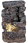 11" Veyo Waterfall Rock Fountain w/LED Light: Lava Rock Indoor/Outdoor Water Feature for Tabletops, Gardens & Patios. Hand-crafted Design. Adjustable pump. HF-R22-11LT by Harmony Fountains