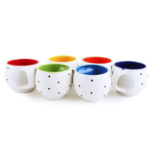 MARINERS CREATION Ceramic Tea Cup - 6 Pieces, Multicolour