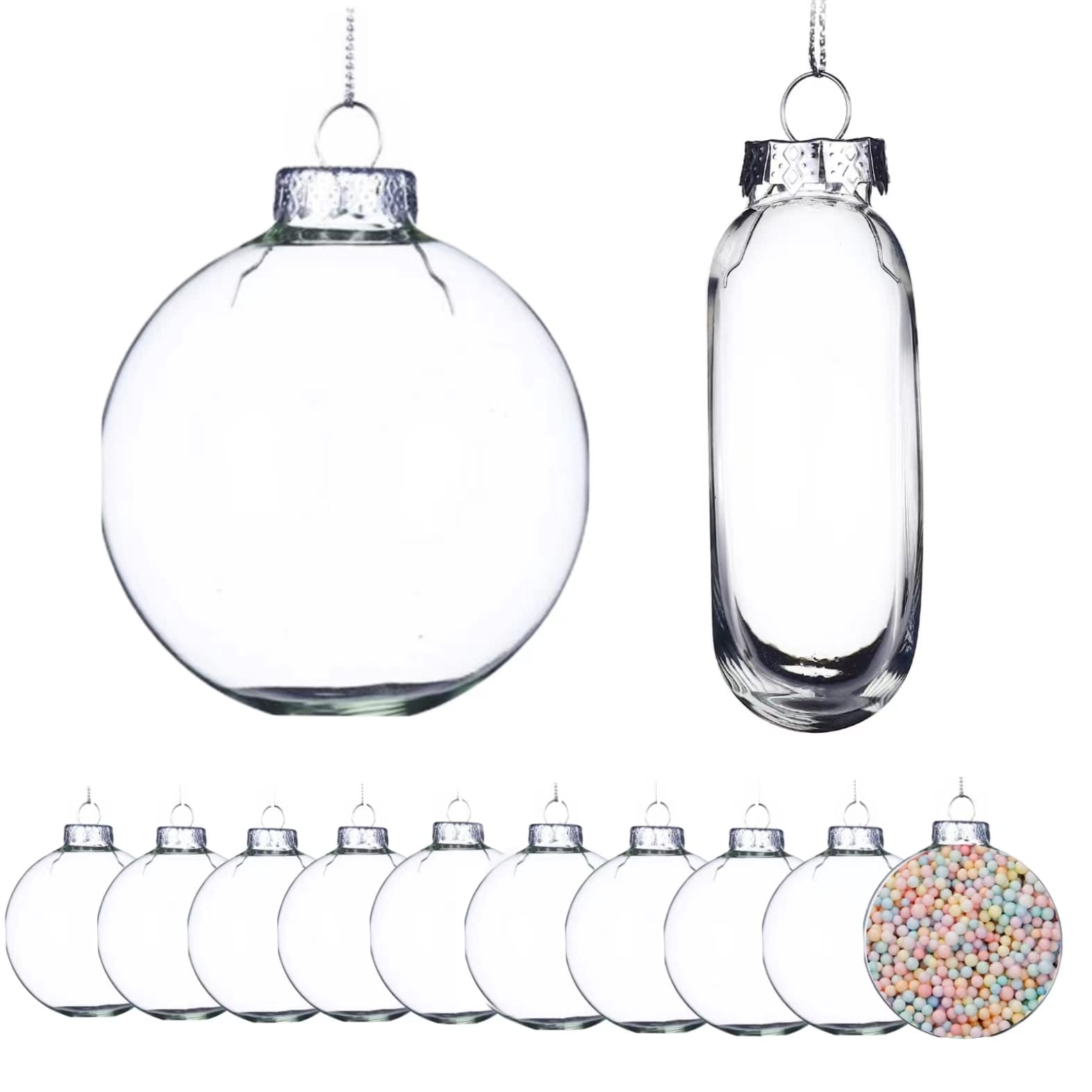 Photo 1 of  3.15"/80mm Clear Glass Christmas Ornaments for Crafts Fillable Flat Disc,Christmas DIY Transparent Bulbs, Easy to Use to Fill