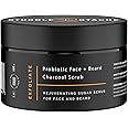 stubble & stache Exfoliating Probiotic Face & Beard Charcoal Sugar Scrub for Men - Deep Cleanse, Pre-Shave Wash, Natural Pore Minimizing Scrub for Daily Use - 3.4 fl oz