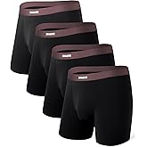 Separatec Mens Seamless Waistband Boxer Briefs Rayon Made from Bamboo Soft Breathable Underwear for Men 4 Pack