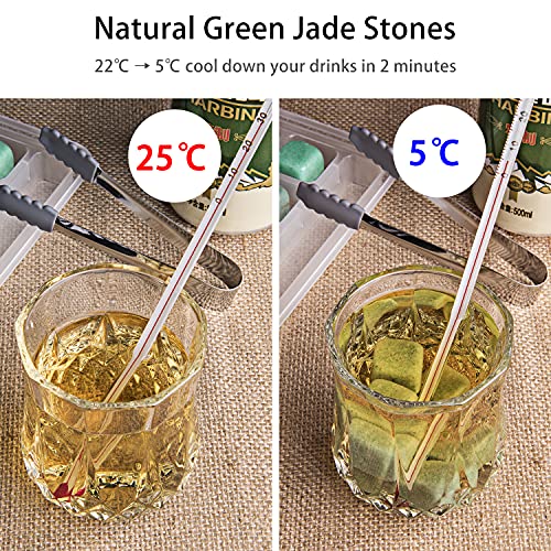 Livond Whiskey Stones - Reusable Ice Cubes for Cooling Rum, Beer, Wine, Iced Tea, Water -Ice Cubes with Ice Tray and Tongs - Drinking Gift for Dad, Husband, Grandpa, Friends, Family - Pack of 8