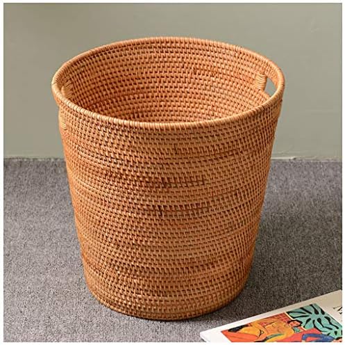 AXIU Laundry Basket Hamper Bins, Matte Rattan Round Washing Basket with Handles, Stylish Multi-Purpose Clothes Toys Storage Box Laundry Baskets