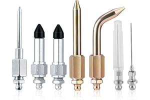 7pcs Grease Gun Accessory Kit, Include 2 Grease Nozzles, 2 Rubber Joint Nipple, Bent & Straight Tip Needle, Needle Dispenser 