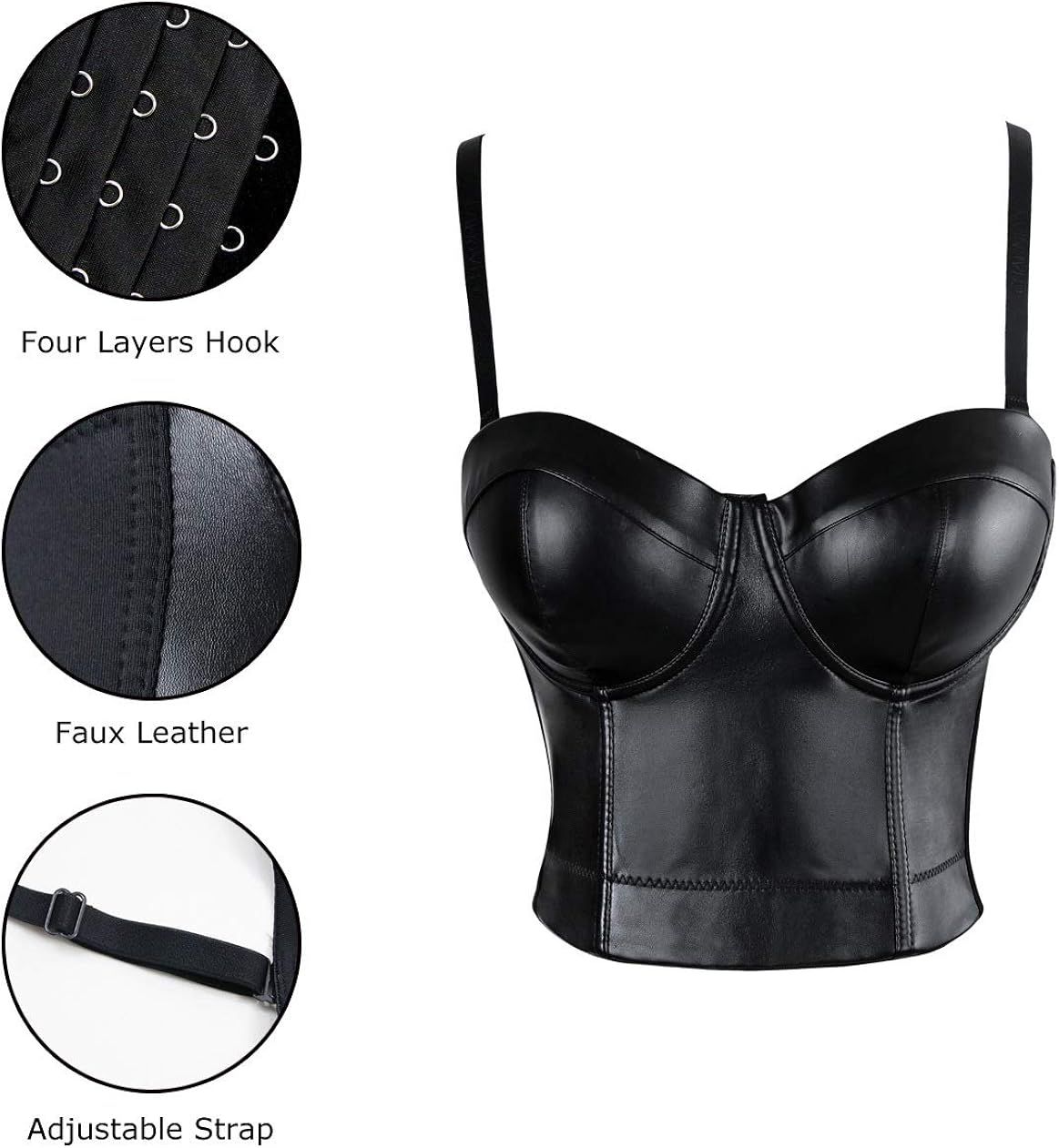 black faux leather bustier top