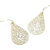 Lightweight Filigree Teardrops on Gold Plated Earrings