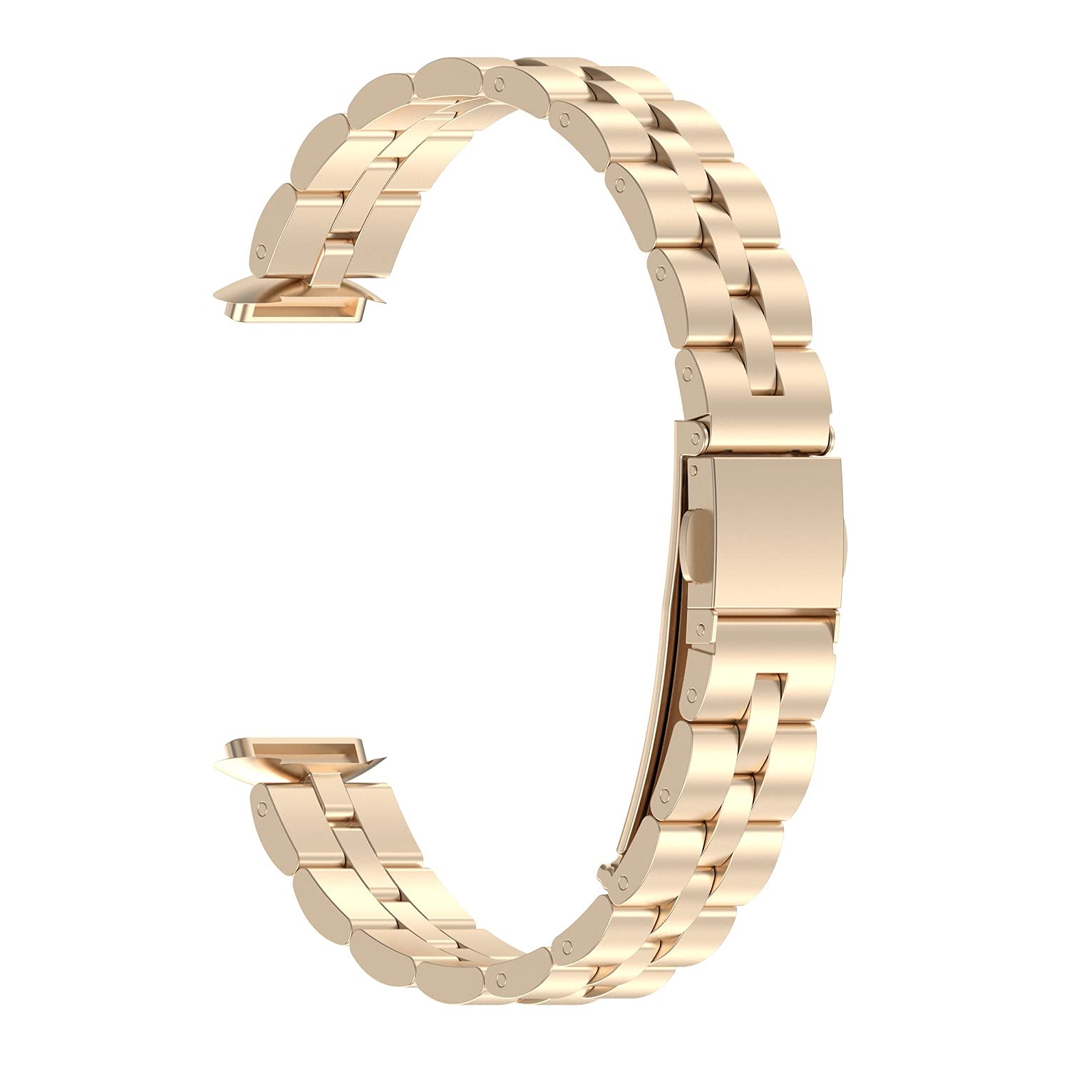 AISPORTS Compatible with Fitbit Luxe Strap Stainless Steel for Women Men, Solid Adjustable Stainless Steel Sport Wristband Metal Buckle Bracelet Replacement Strap for Fitbit Luxe Activity Tracker