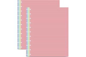 GETVOW (2-Pack) Letter Size Discbound Lined Refill Paper, 11 Disc Discbound, 5 Colors(40 Sheets/Color), Total 200Sheets / 400Pages, 110gsm Thicker Paper, 8.5'' x 11''