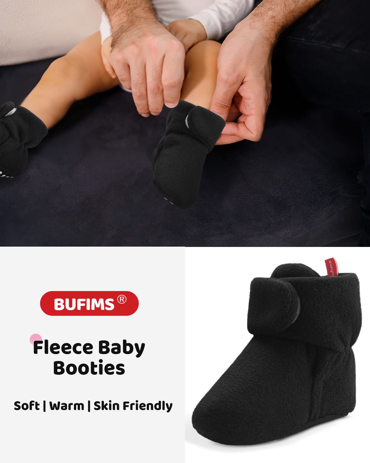 Baby Fleece Booties Newborn Unisex Booties Non-Slip Newborn Infant First Walkers Warm Shoes House Slippers for Baby Boys & Baby Girls Toddlers