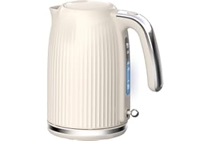 LONGDEEM 1.7L Electric Kettle-Quick Boil, 1500W, BPA-Free, Safety Auto Shut-Off, Boil-Dry Protection, Easy Clean with Wide Opening, Heat-Resistant Handle, 360°Swivel Base, Cream