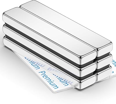 FINDMAG Neodymium Magnets 6 Pack 60x10x5 mm Bar with Double-Sided Adhesive