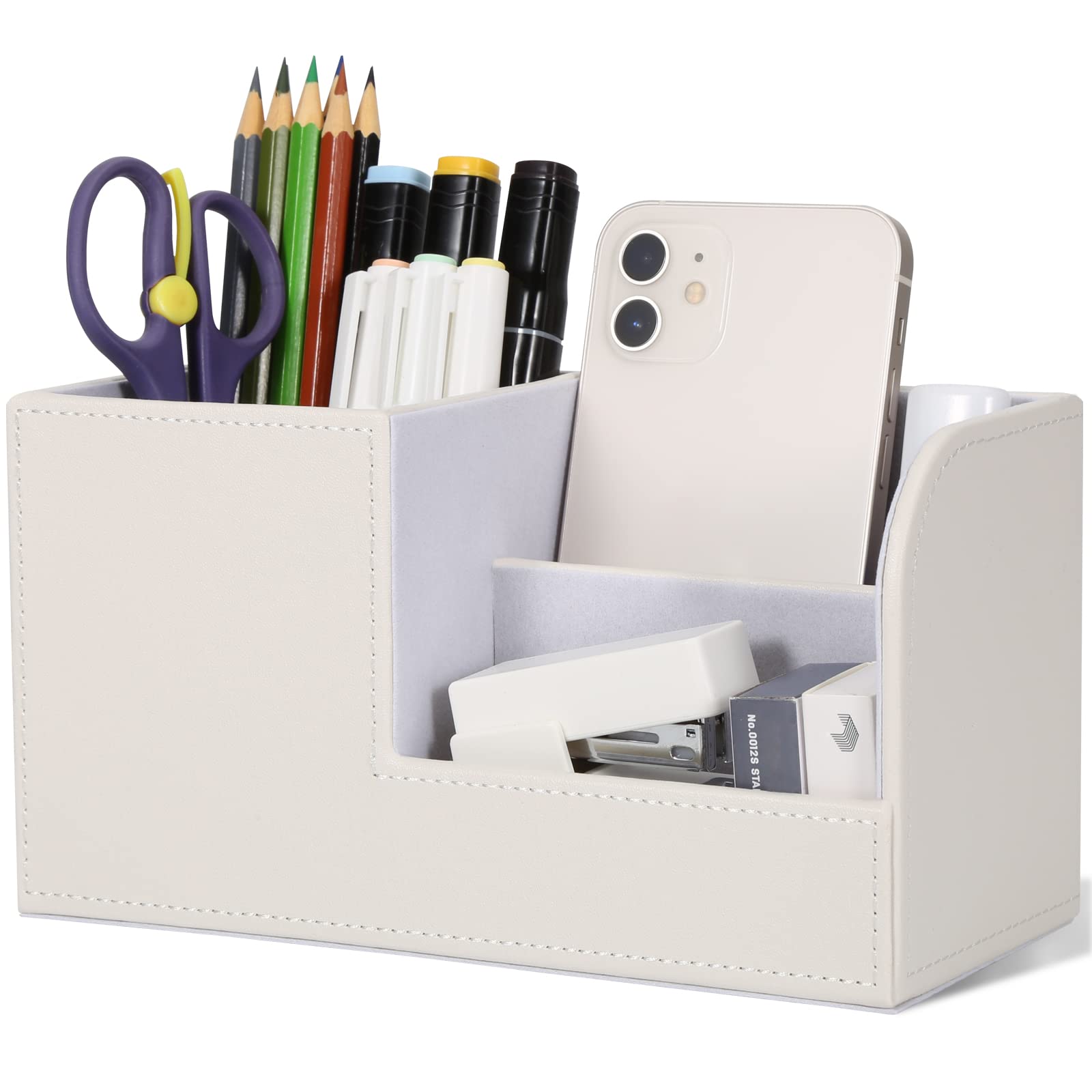 GORESE Pen Holder Desk - Office Pencil Holder Organiser Desktop Desk Accessories Office Supplies Organization Decor (White)