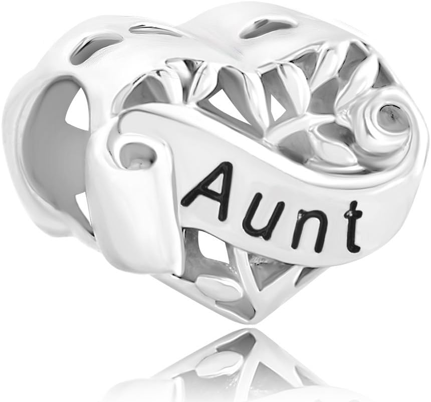Uniqueen Sterling Silver I Love You Family Tree Leaves Heart Charms Beads fit Chamilia Charm Bracelet